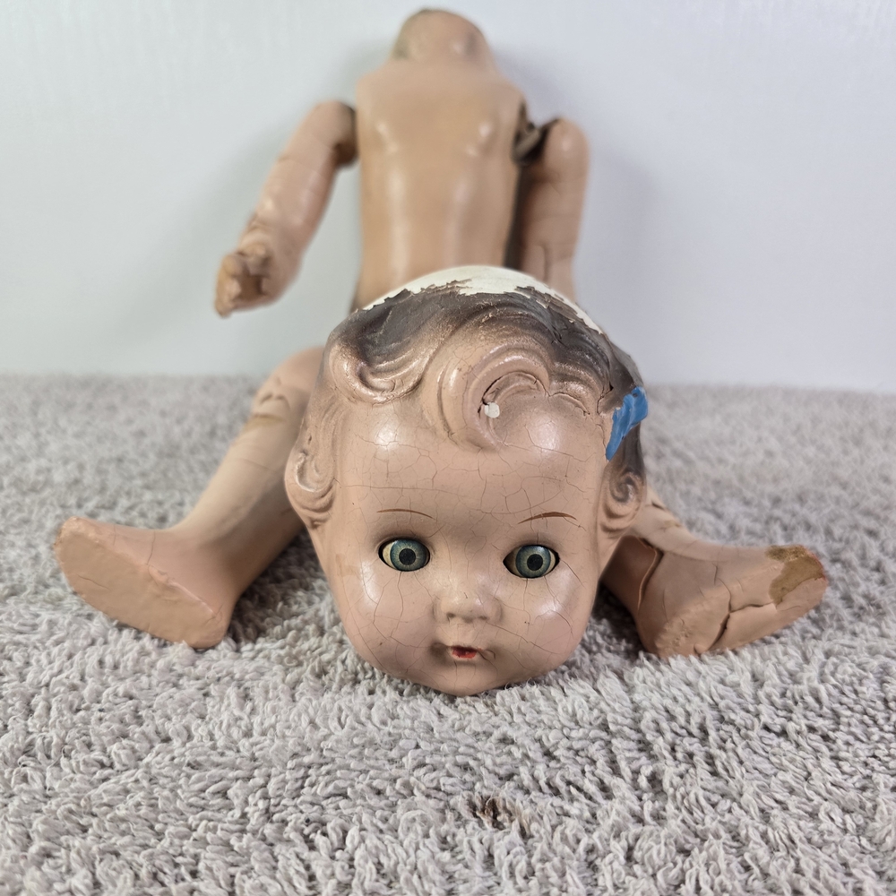 Vintage Doll Parts with Blue Eyes